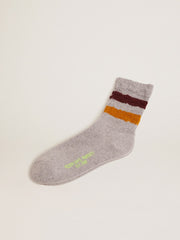 Golden Goose Melange grey socks with distressed details and two-tone stripes