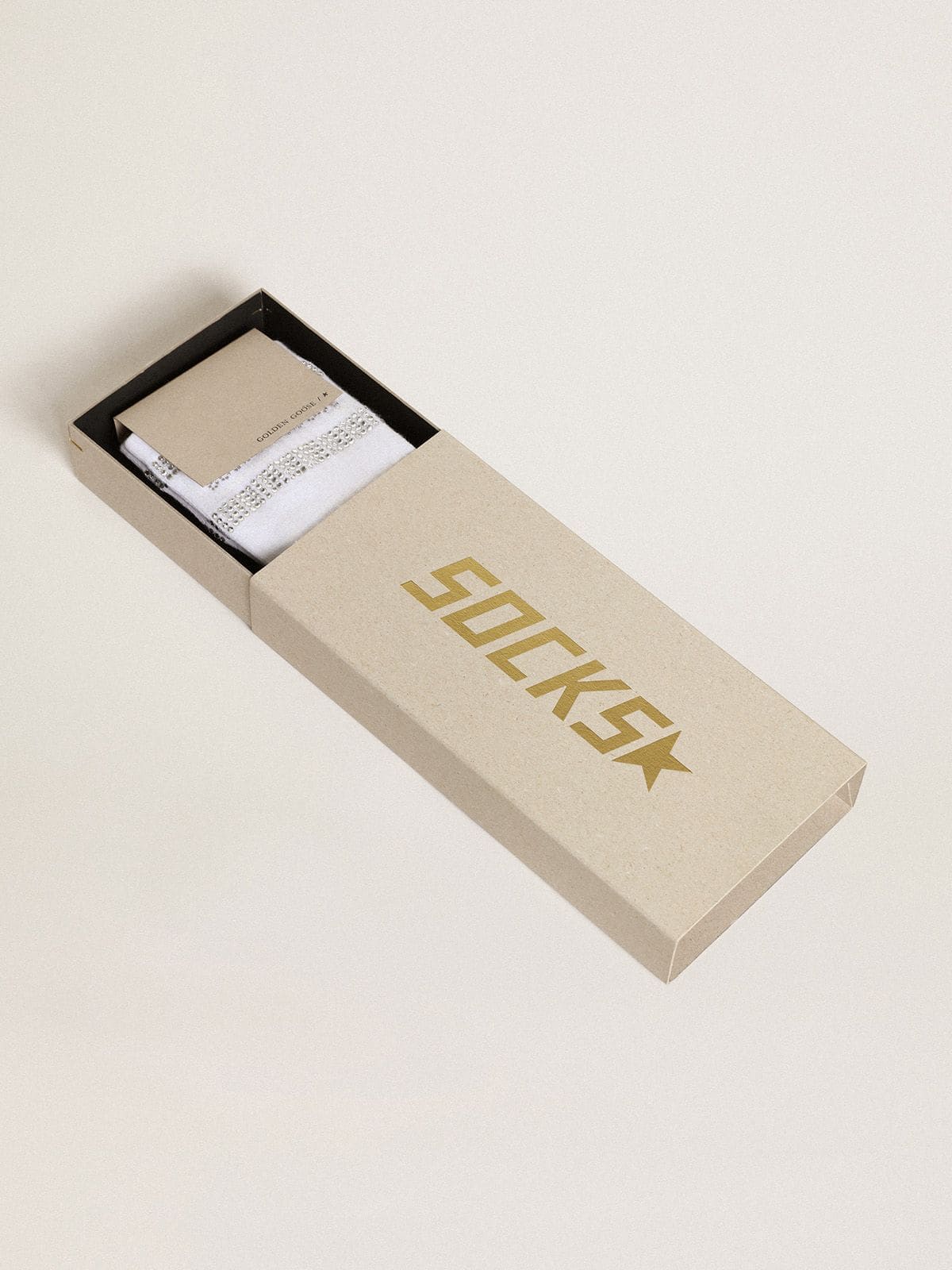 Golden Goose Unisex socks in white cotton with decorative crystals