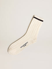 Golden Goose Long ribbed socks in vintage white with black stripe