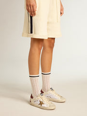 Golden Goose Long ribbed socks in vintage white with black stripe