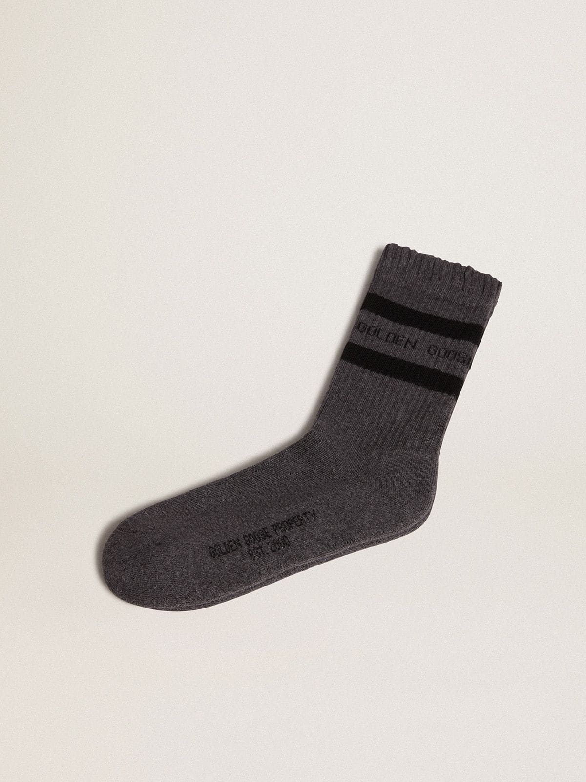 Golden Goose Grey socks with distressed details and black stripes