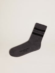 Golden Goose Grey socks with distressed details and black stripes
