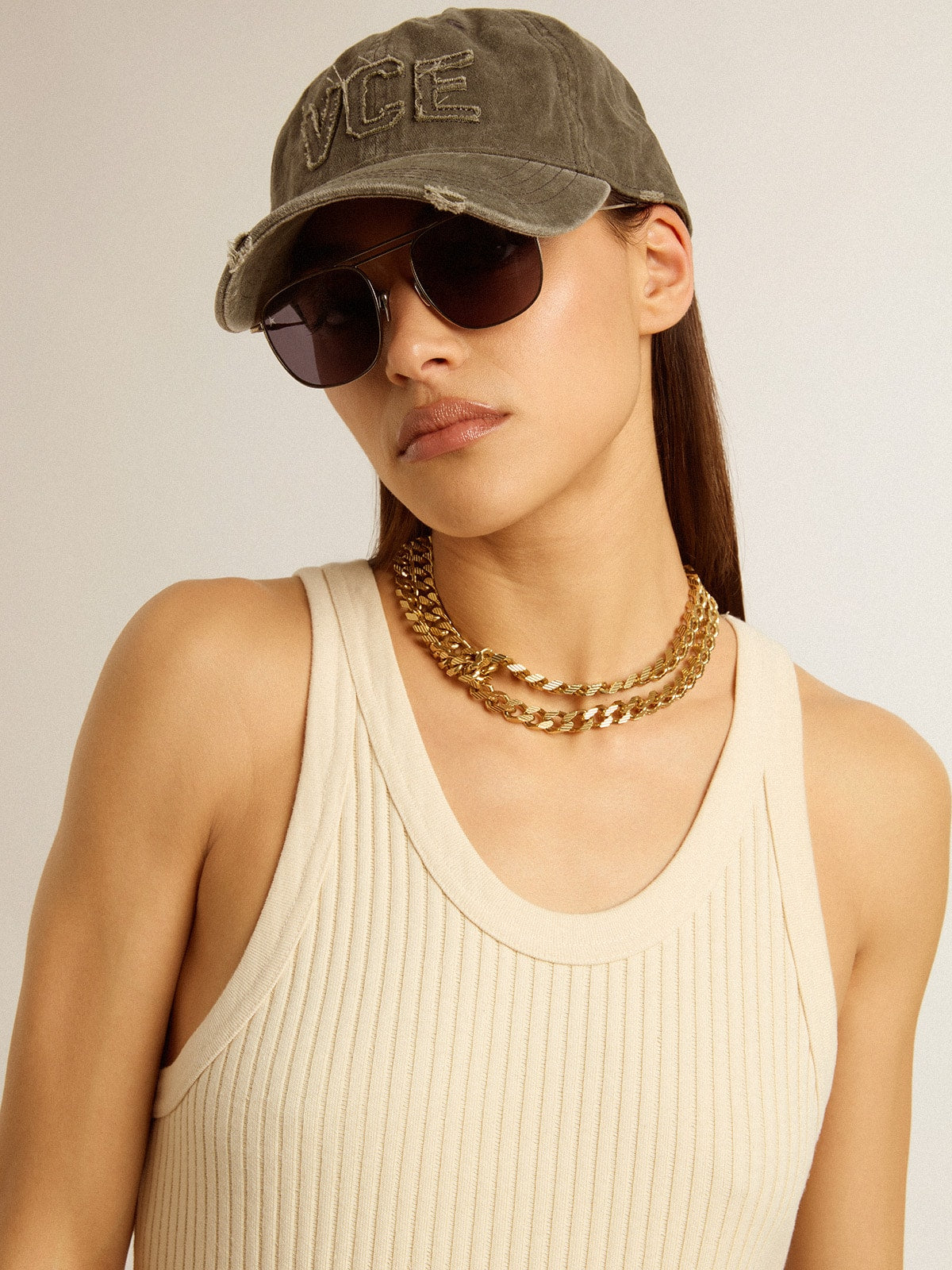 Golden Goose Antique gold-colored braided chain necklace with star-shaped clasp