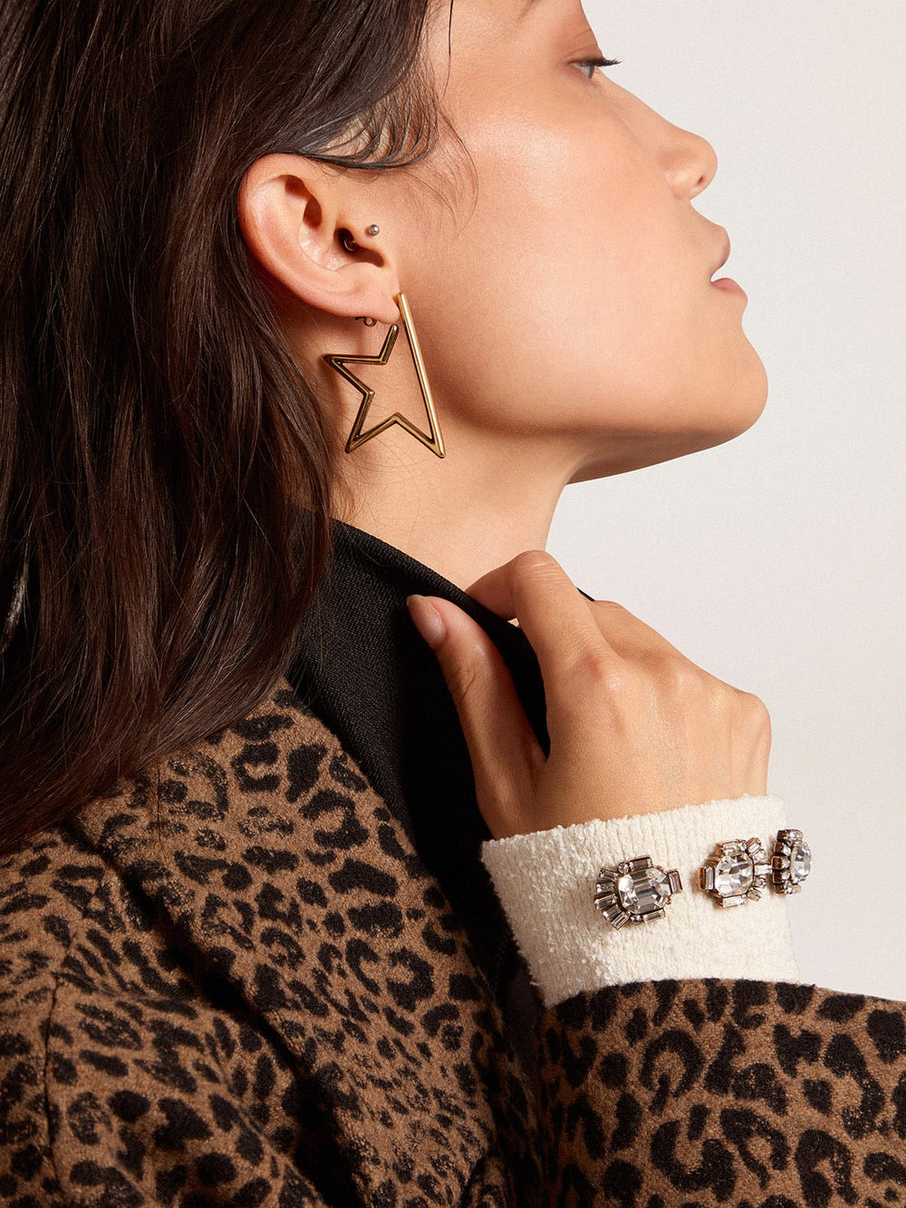 Golden Goose Women's Star antique gold color pendant earrings
