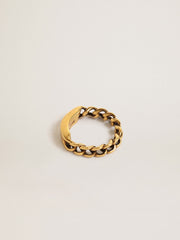 Golden Goose Ring in antique gold color with regular links
