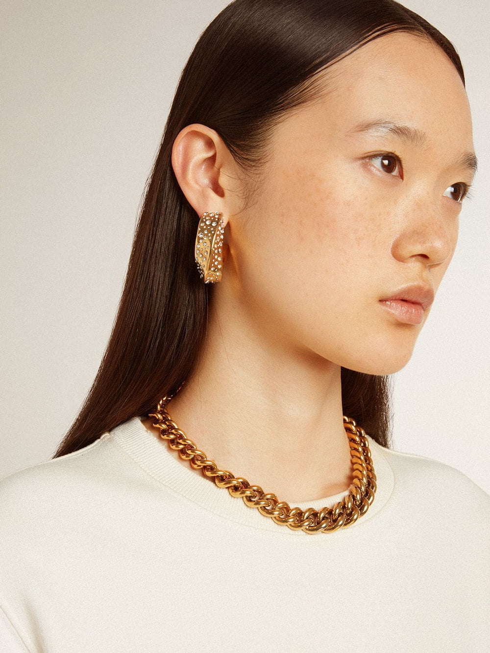 Golden Goose Gold hoop earrings with crystals