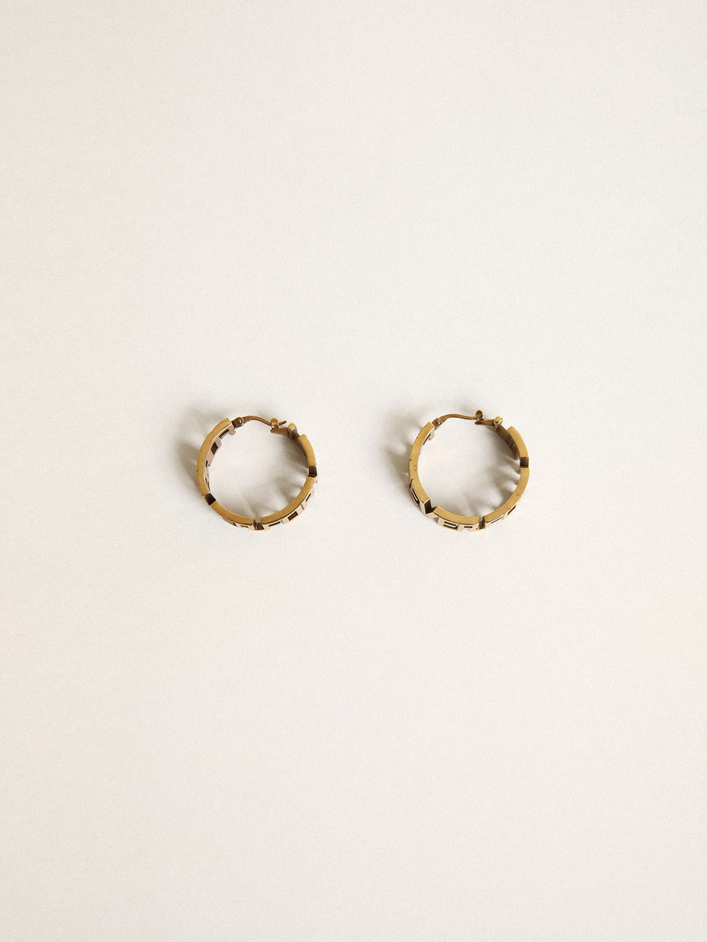 Golden Goose Hoop earrings in antique gold color with Forever For You lettering