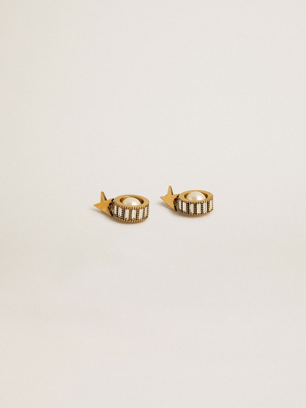 Golden Goose Earrings with gold star and pearl