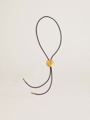 Golden Goose Jewelmates bolo tie necklace in black leather with antique gold metal detail
