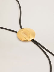 Golden Goose Jewelmates bolo tie necklace in black leather with antique gold metal detail