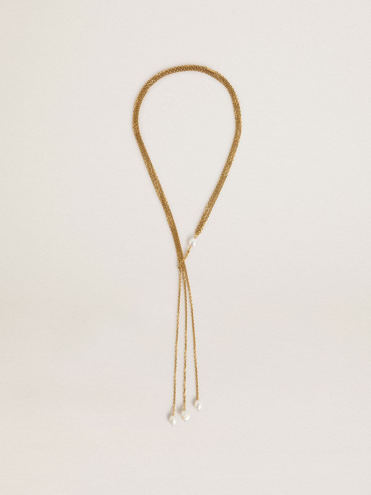 Golden Goose Necklace with antique gold-colored chains with pearls