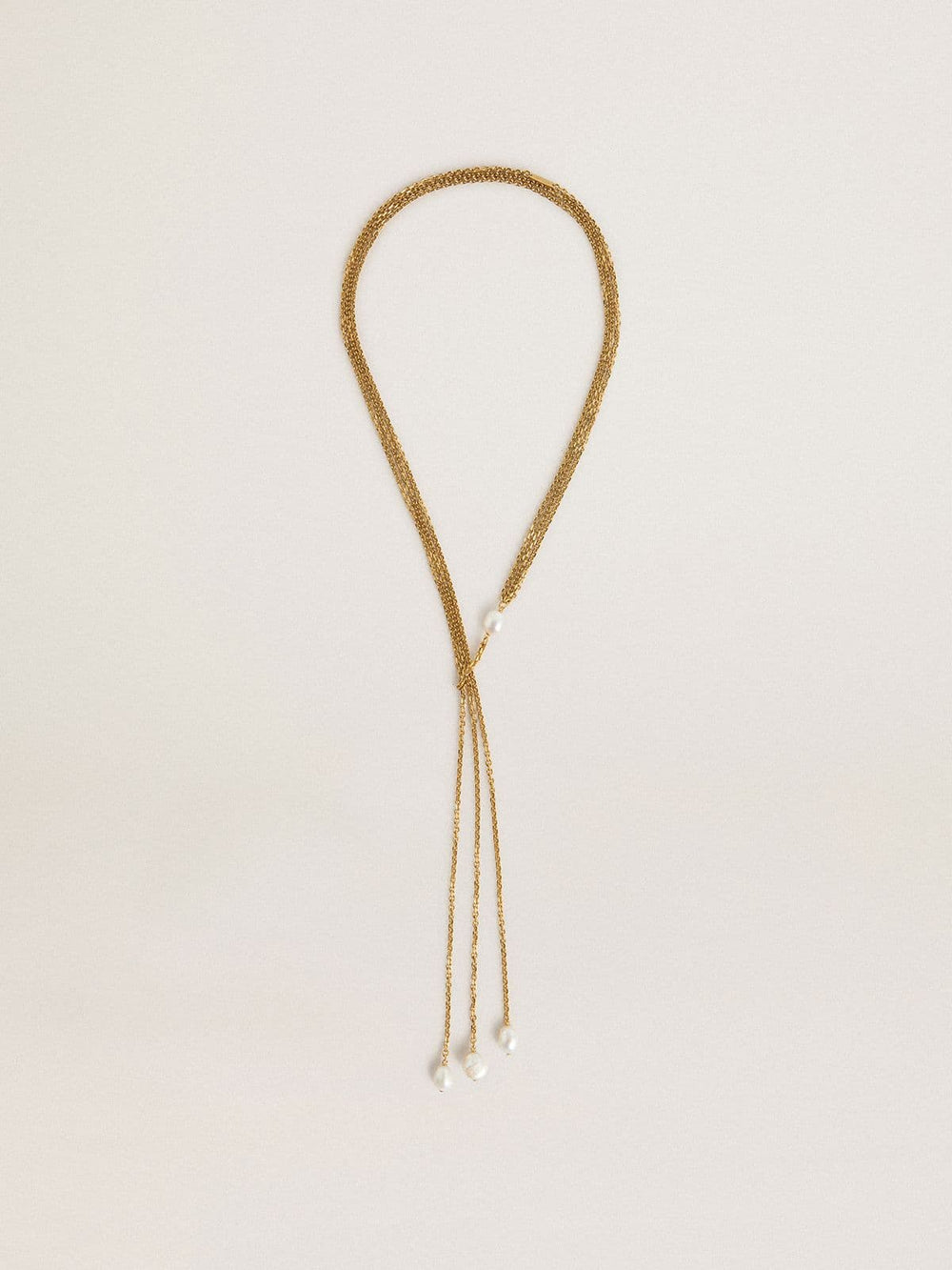 Golden Goose Necklace with antique gold-colored chains with pearls