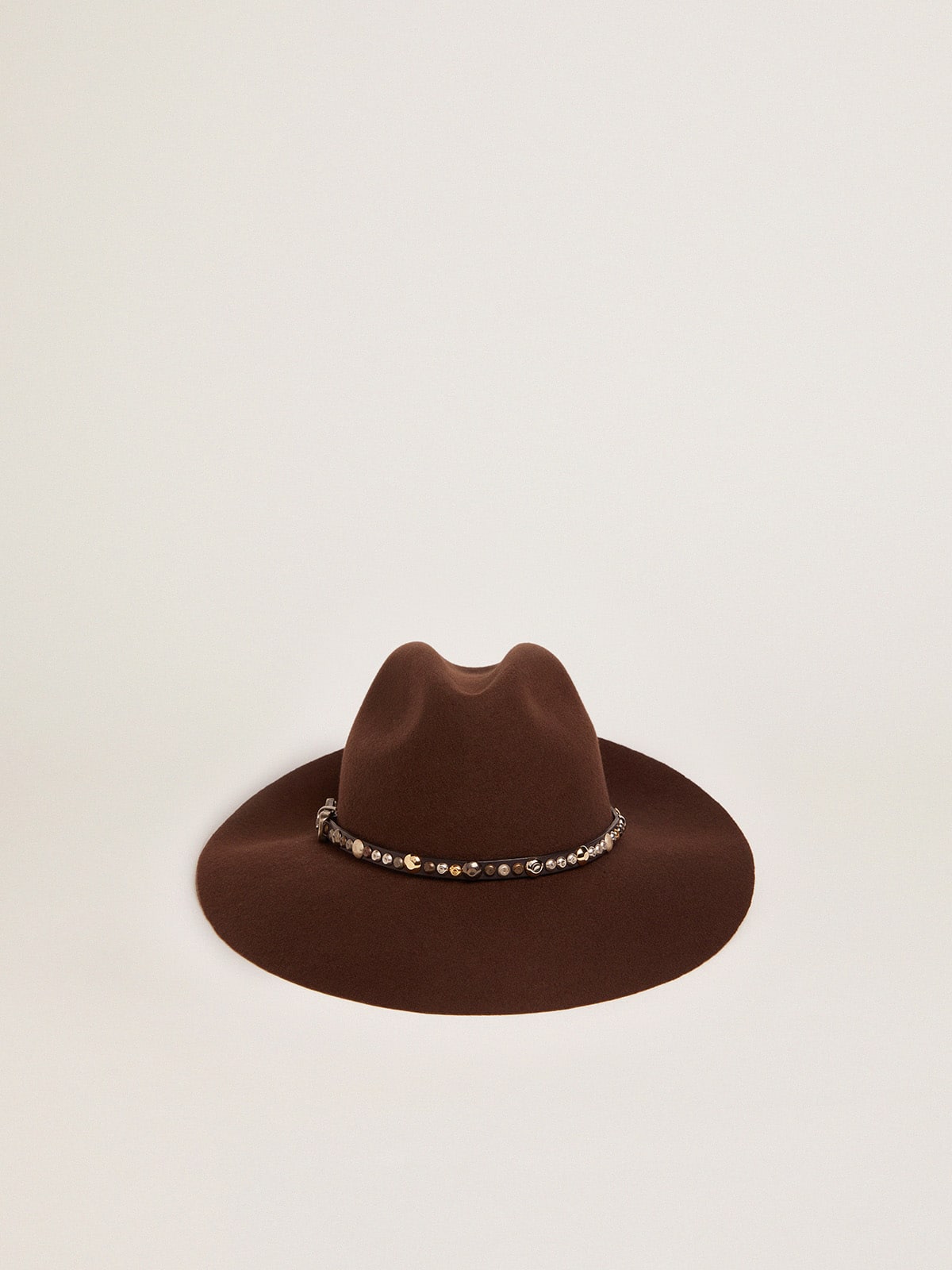 Golden Goose Women’s studded brown Fedora hat | Golden Goose