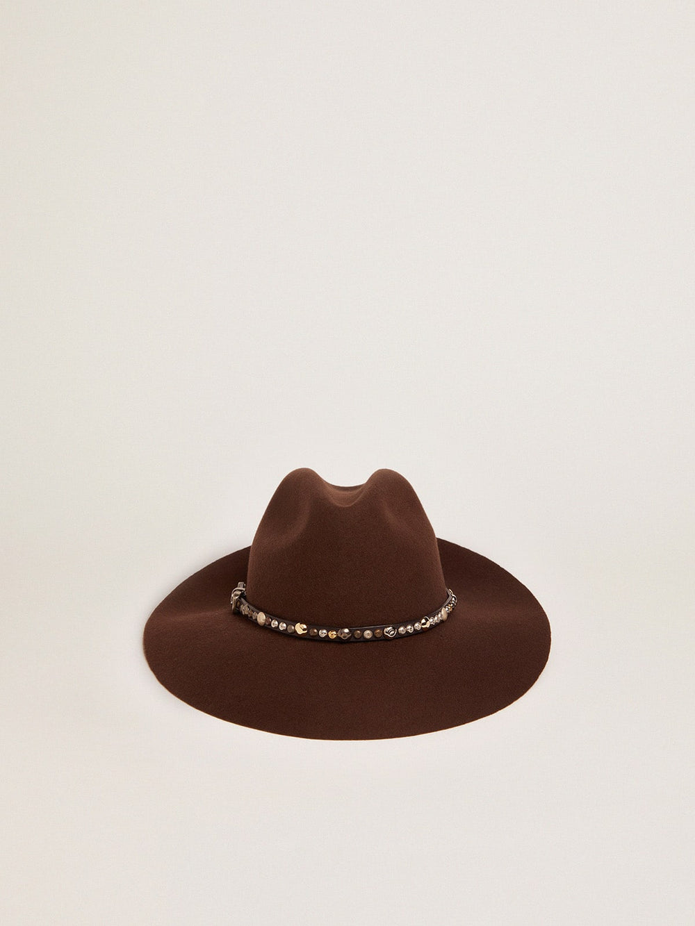 Golden Goose Women’s studded brown Fedora hat | Golden Goose