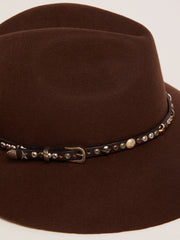 Golden Goose Women’s studded brown Fedora hat | Golden Goose