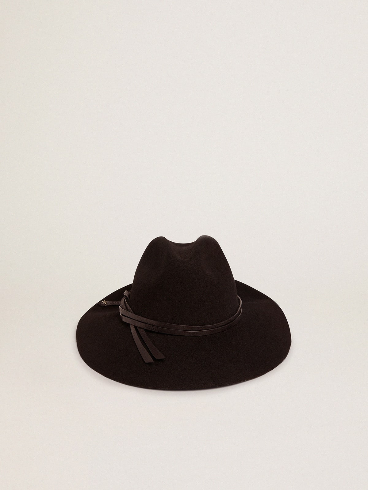 Golden Goose Women’s black Fedora hat with strap | Golden Goose