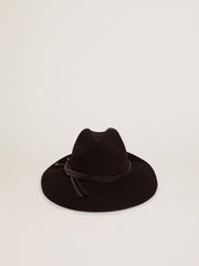 Golden Goose Women’s black Fedora hat with strap | Golden Goose