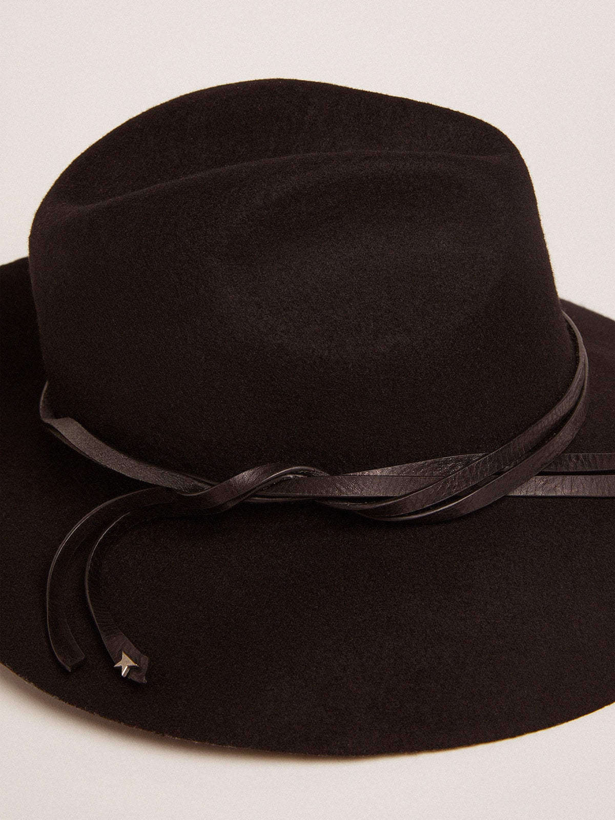 Golden Goose Women’s black Fedora hat with strap | Golden Goose