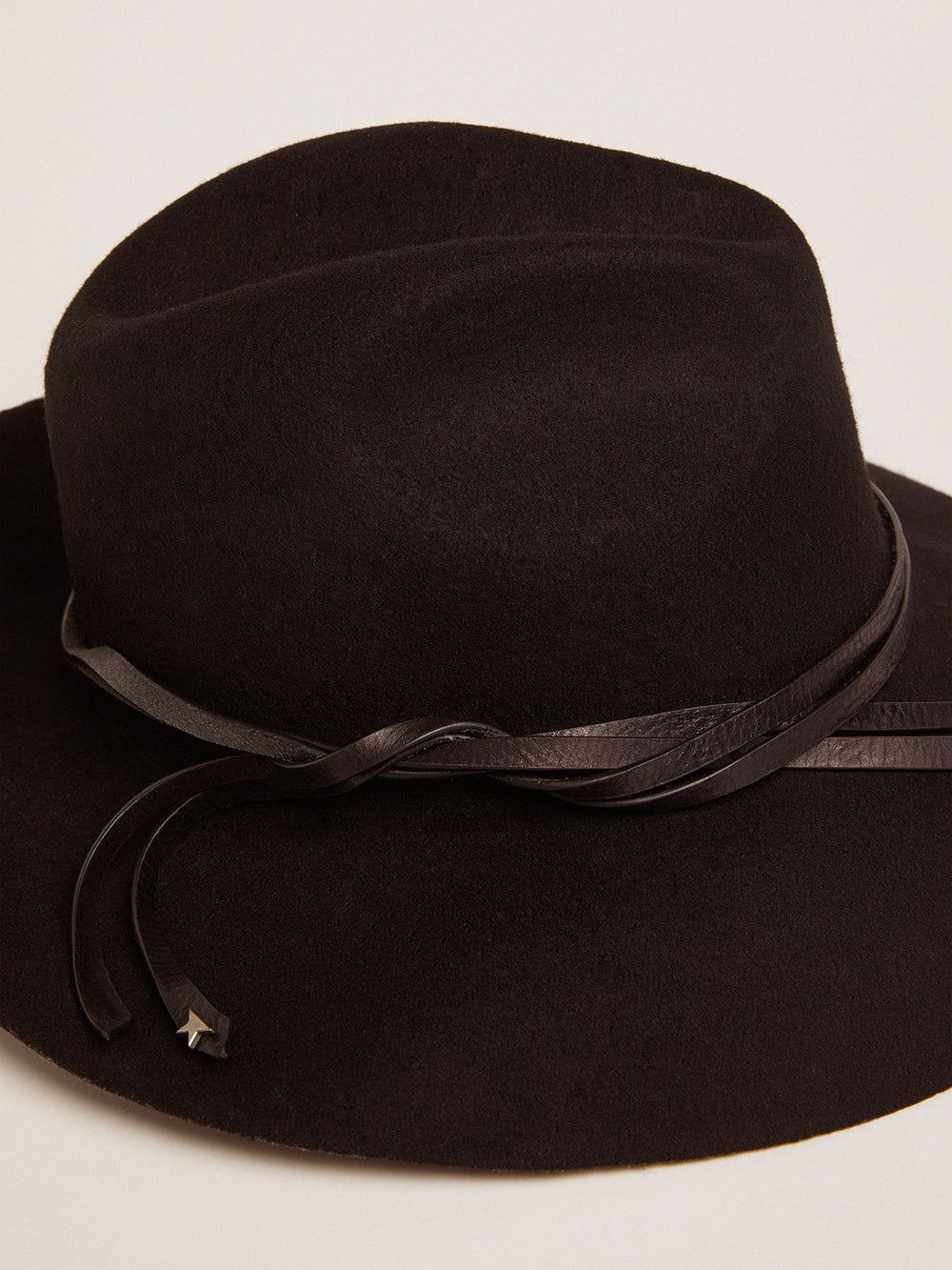 Golden Goose Women’s black Fedora hat with strap | Golden Goose