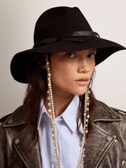 Golden Goose Women’s black Fedora hat with strap | Golden Goose