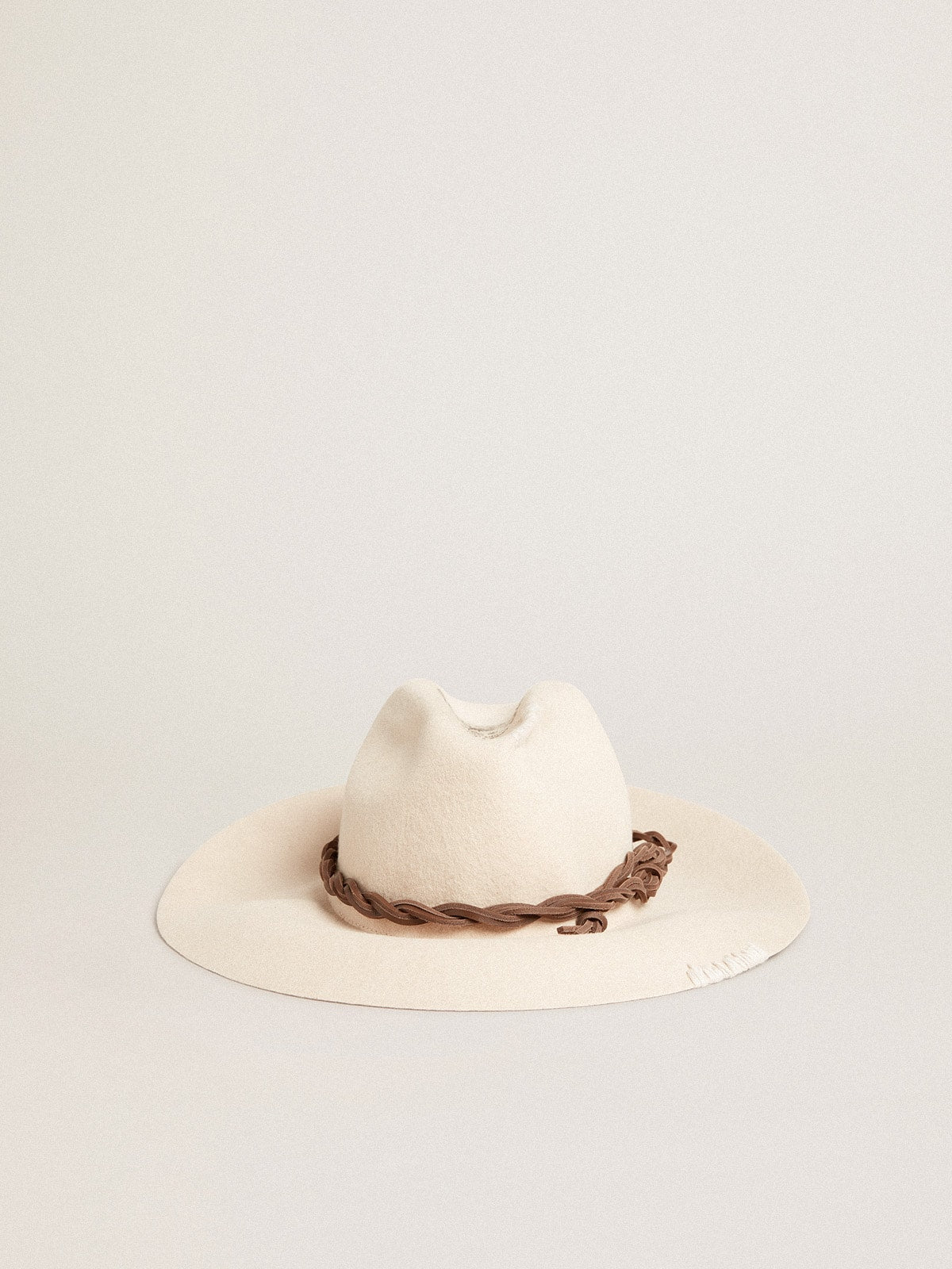 Golden Goose Parchment-colored fedora hat with leather band