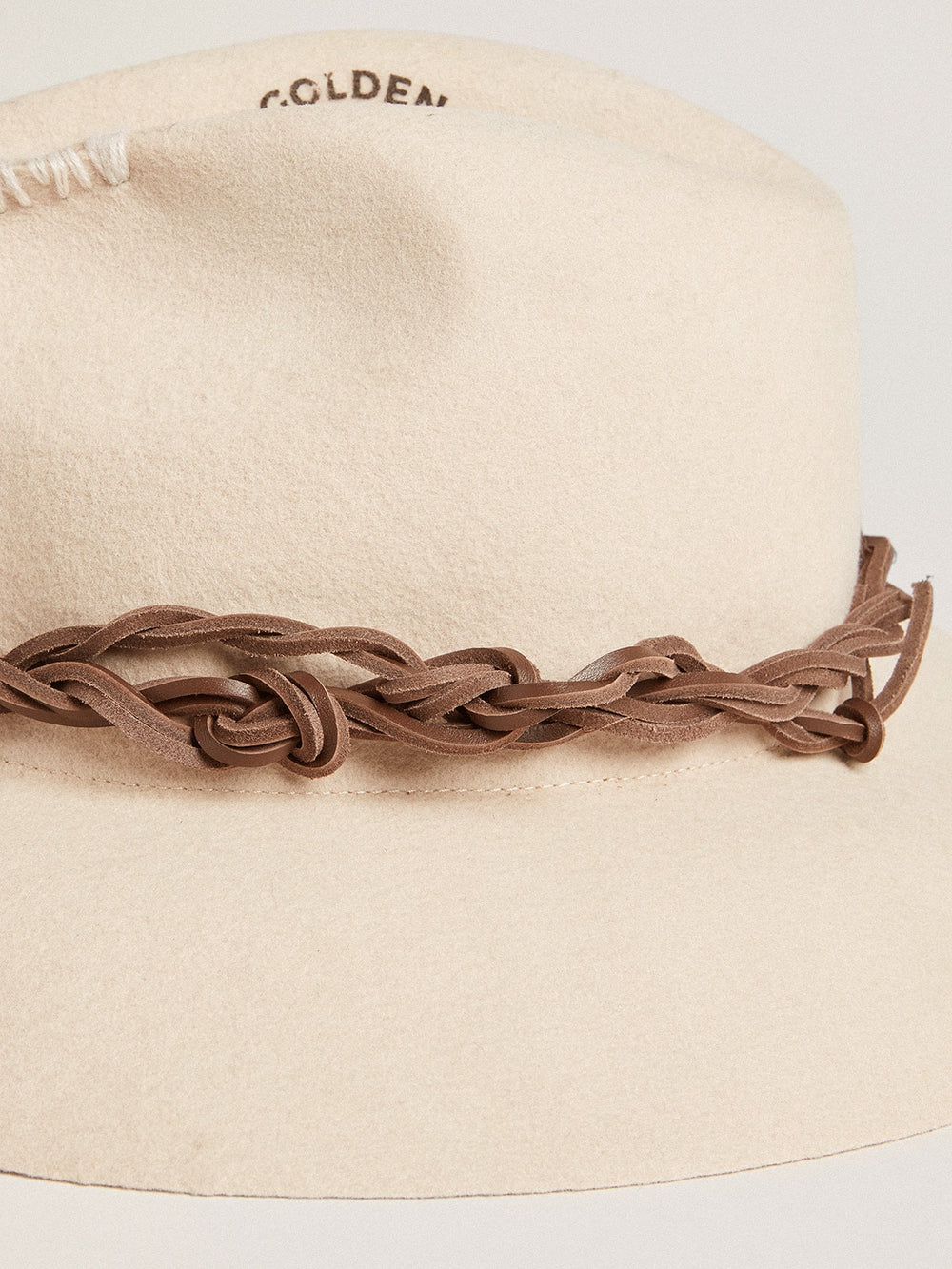 Golden Goose Parchment-colored fedora hat with leather band