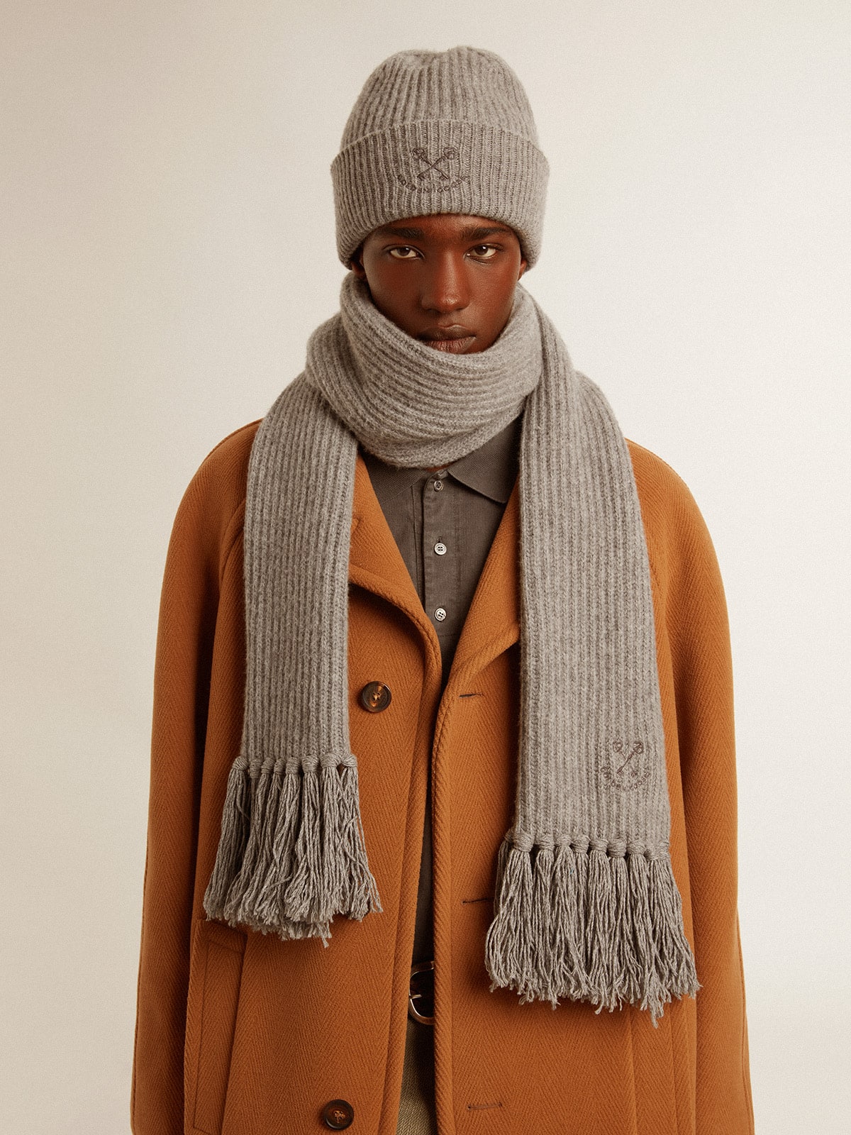Golden Goose Gray ribbed wool beanie