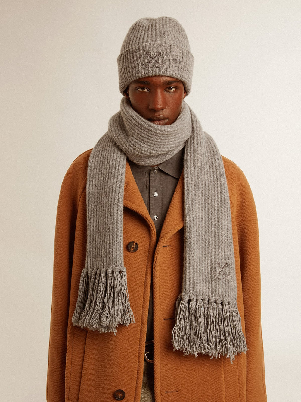 Golden Goose Gray ribbed wool beanie