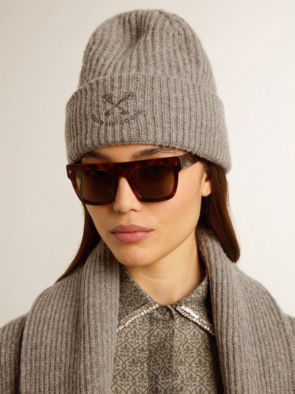 Golden Goose Gray ribbed wool beanie