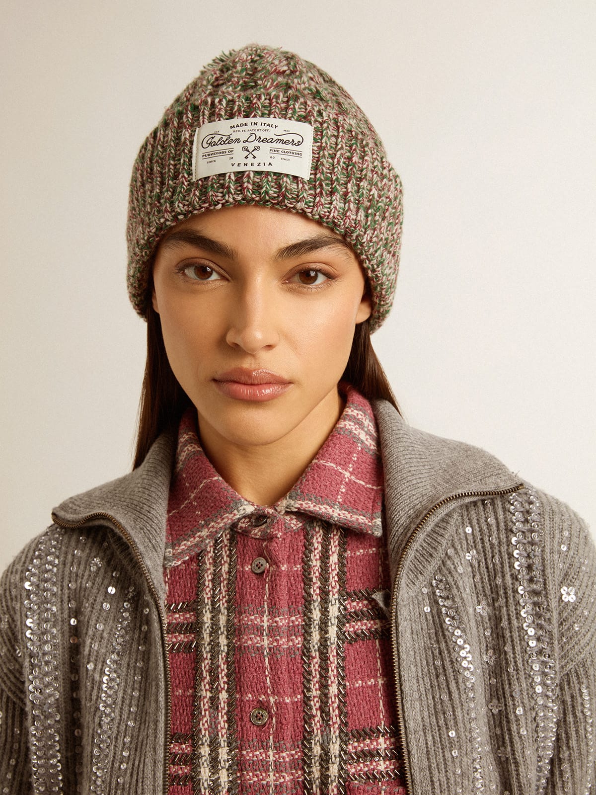 Golden Goose Multicolored wool beanie with pompom