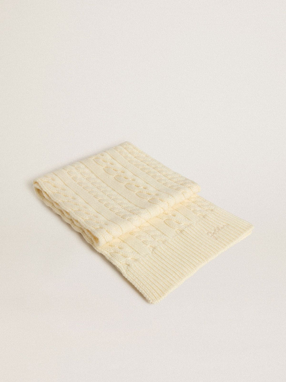 Golden Goose White wool scarf with embroidery