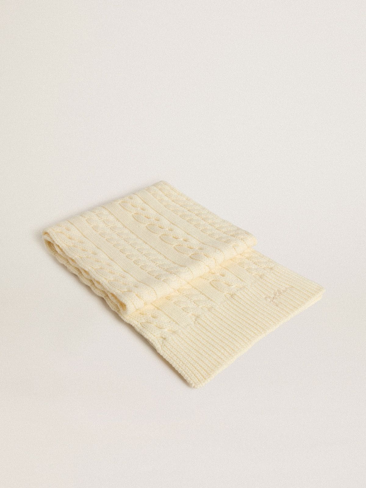 Golden Goose White wool scarf with embroidery