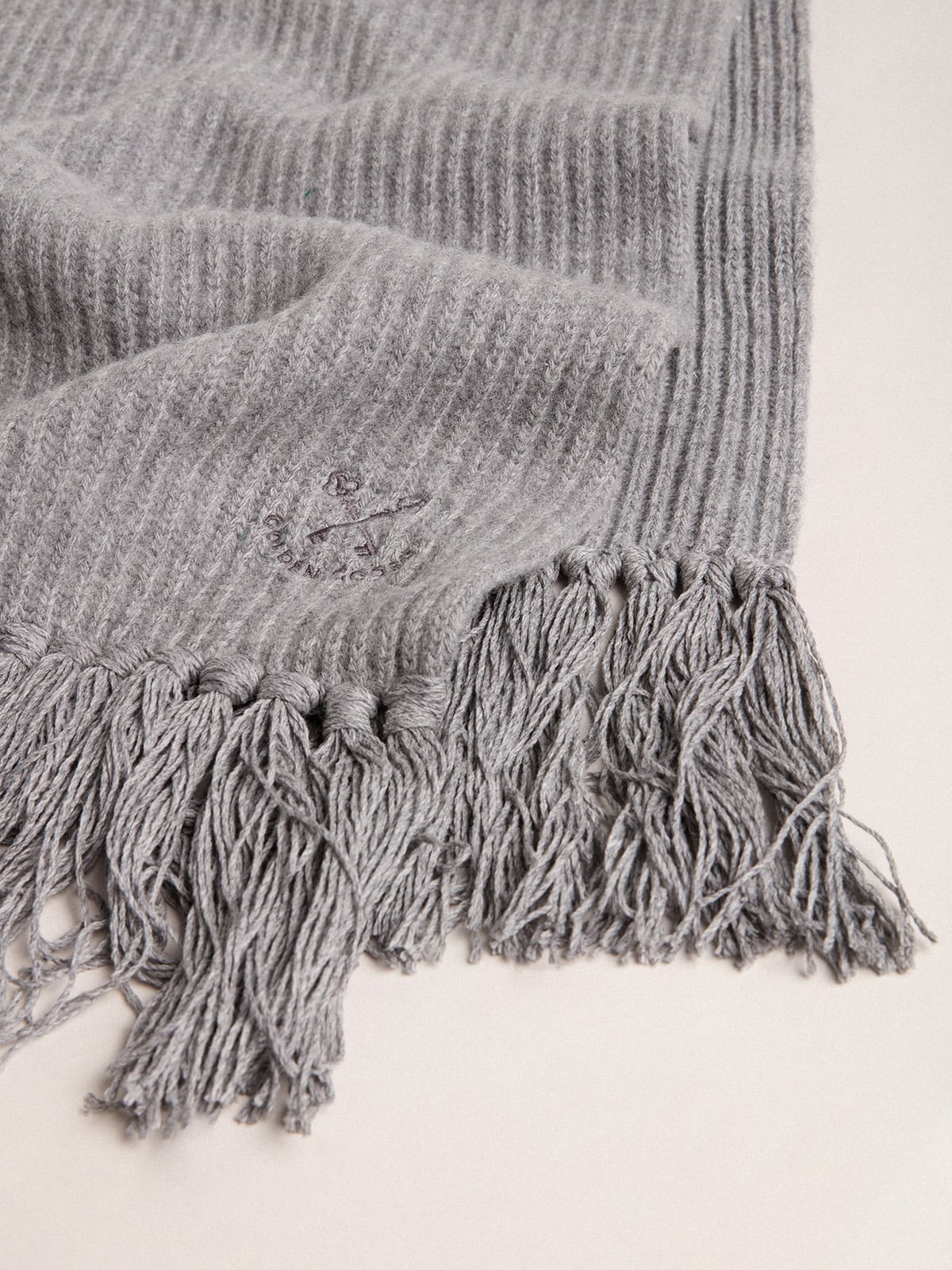 Golden Goose Gray ribbed wool scarf