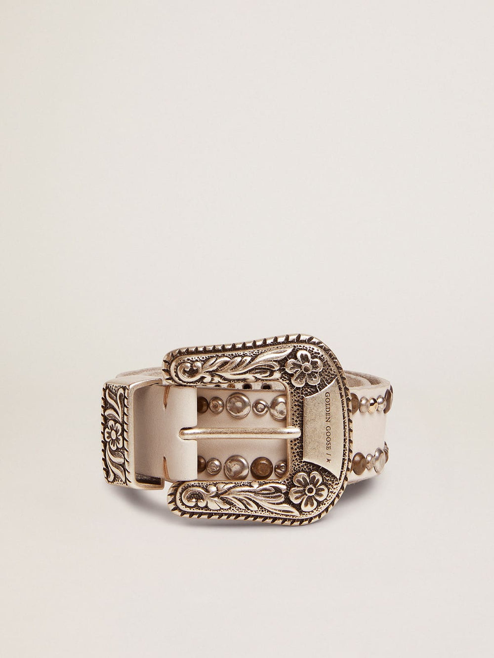 Golden Goose Women's belt in white leather with colored studs