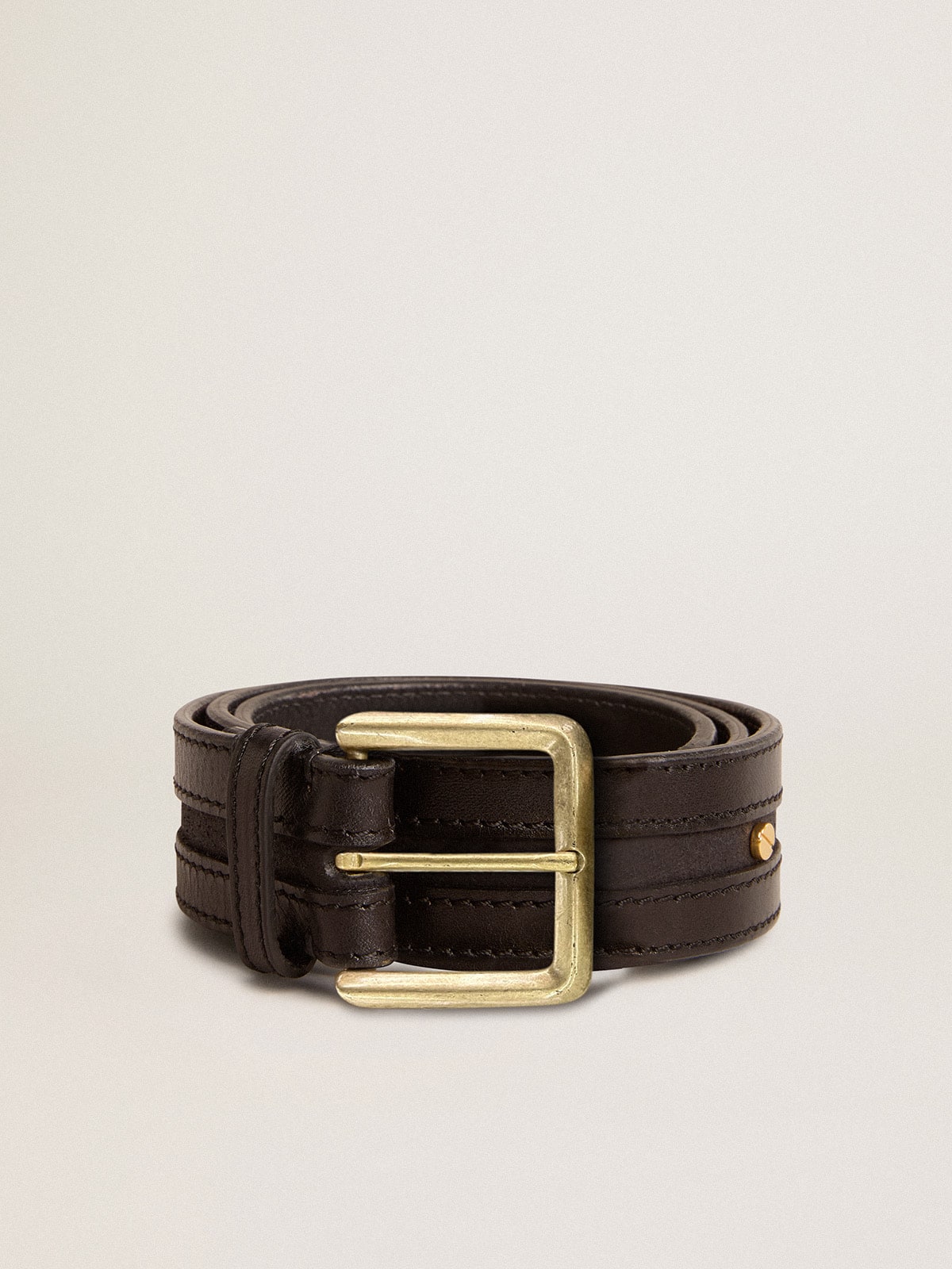 Golden Goose Women’s black belt in washed leather with gold studs