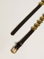 Golden Goose Black Trinidad belt in washed leather with gold studs