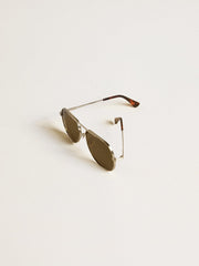 Golden Goose Aviator sunglasses with silver frame and green lenses
