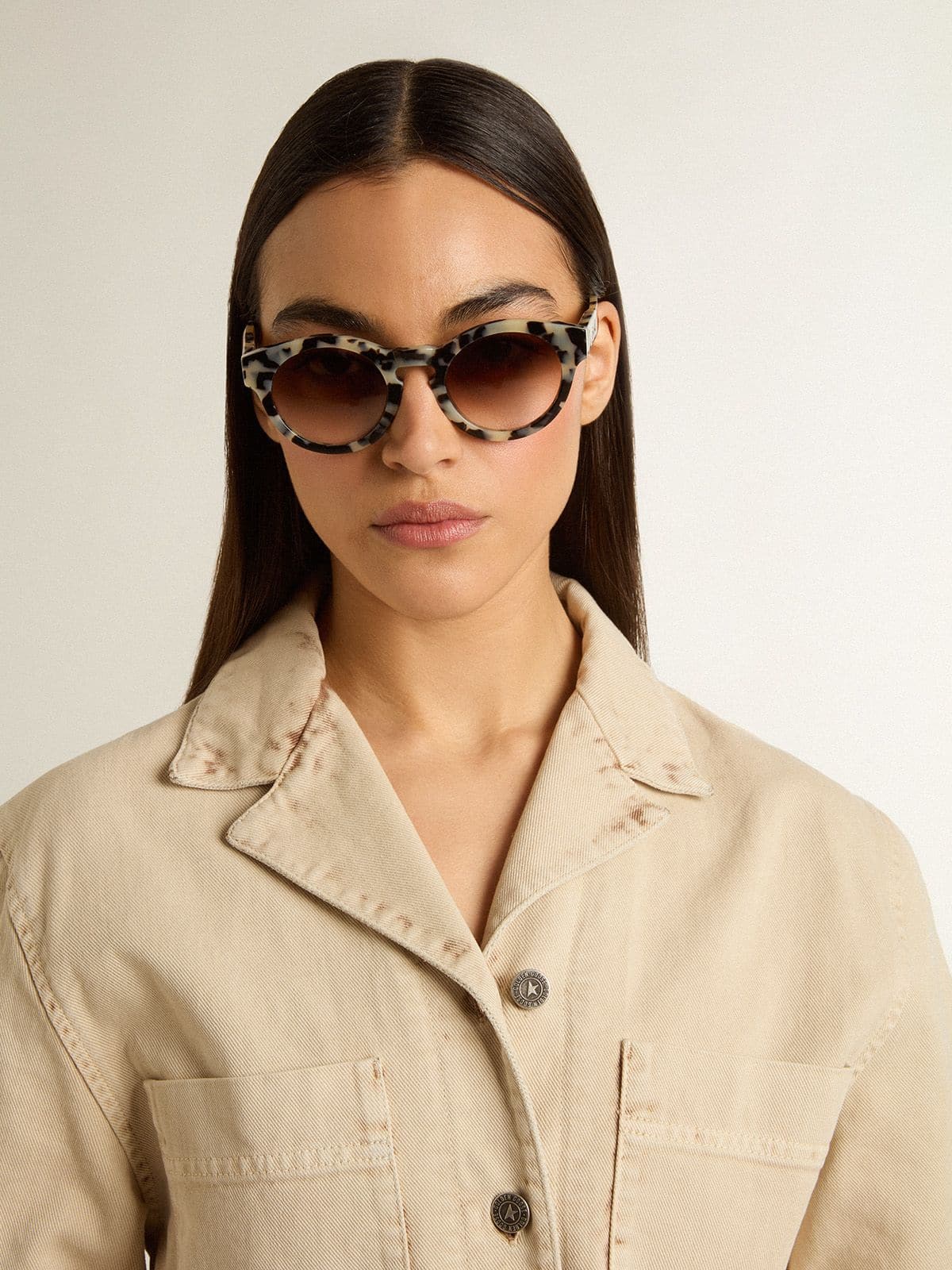 Golden Goose Cameron-style sunglasses with a tortoiseshell pattern