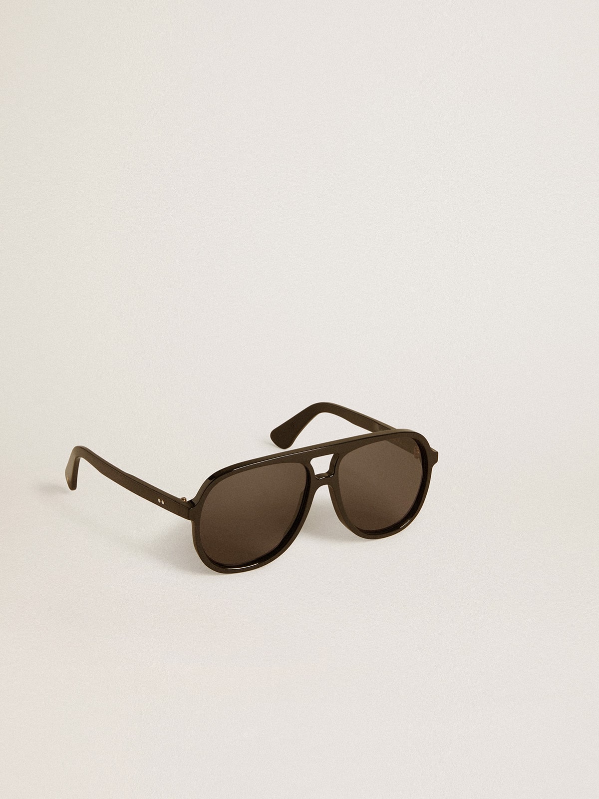 Golden Goose Aviator style sunglasses with black frame and lenses