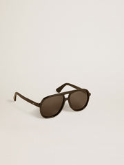 Golden Goose Aviator style sunglasses with black frame and lenses