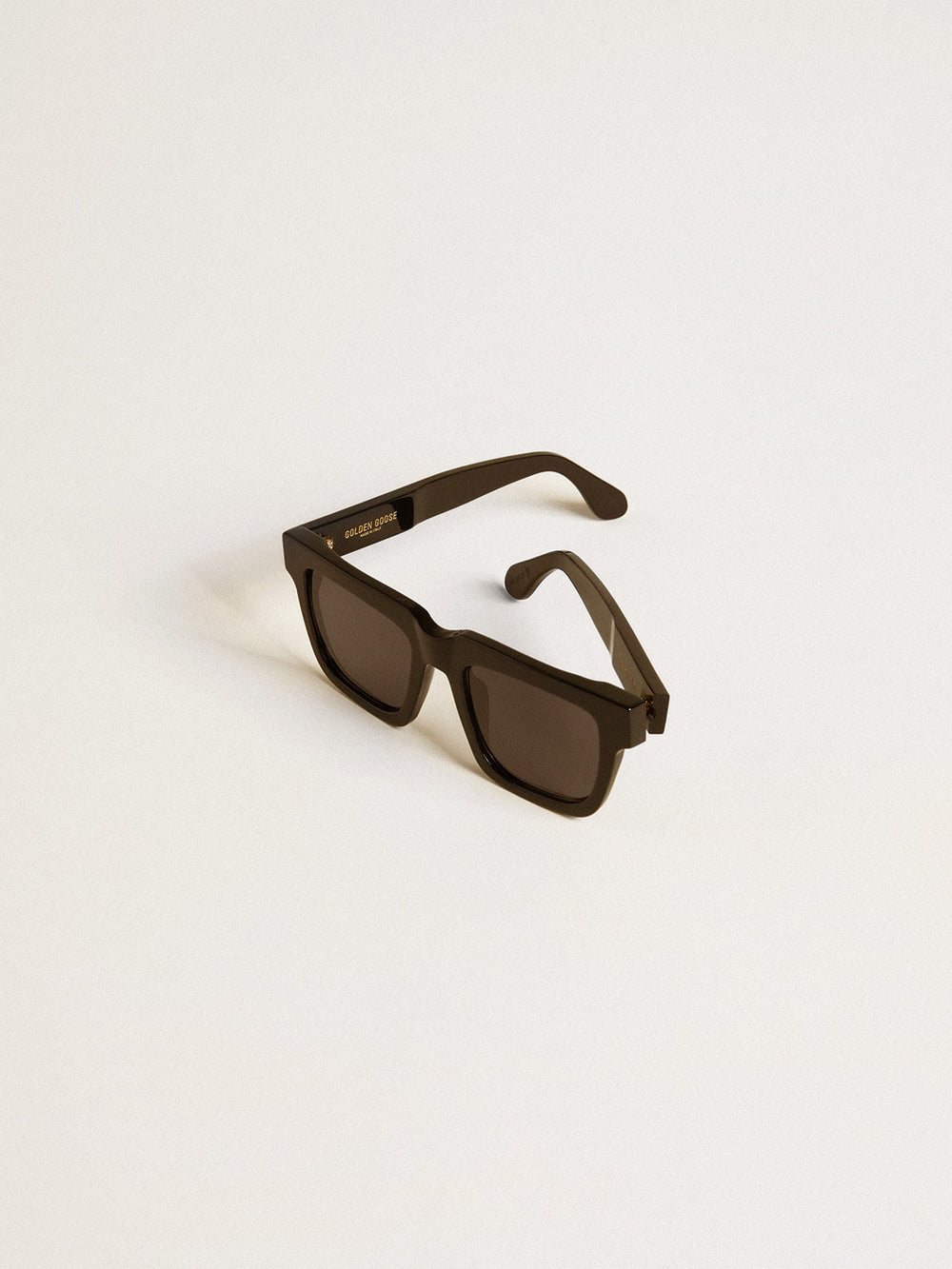 Golden Goose Square-style Jamie sunglasses with black frame and gold logo