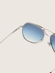 Golden Goose Carter aviator sunglasses with blue lenses and crystals