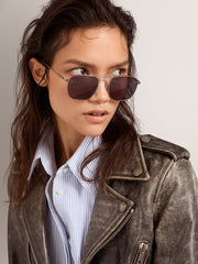 Golden Goose Roger aviator sunglasses with black frame and black lenses