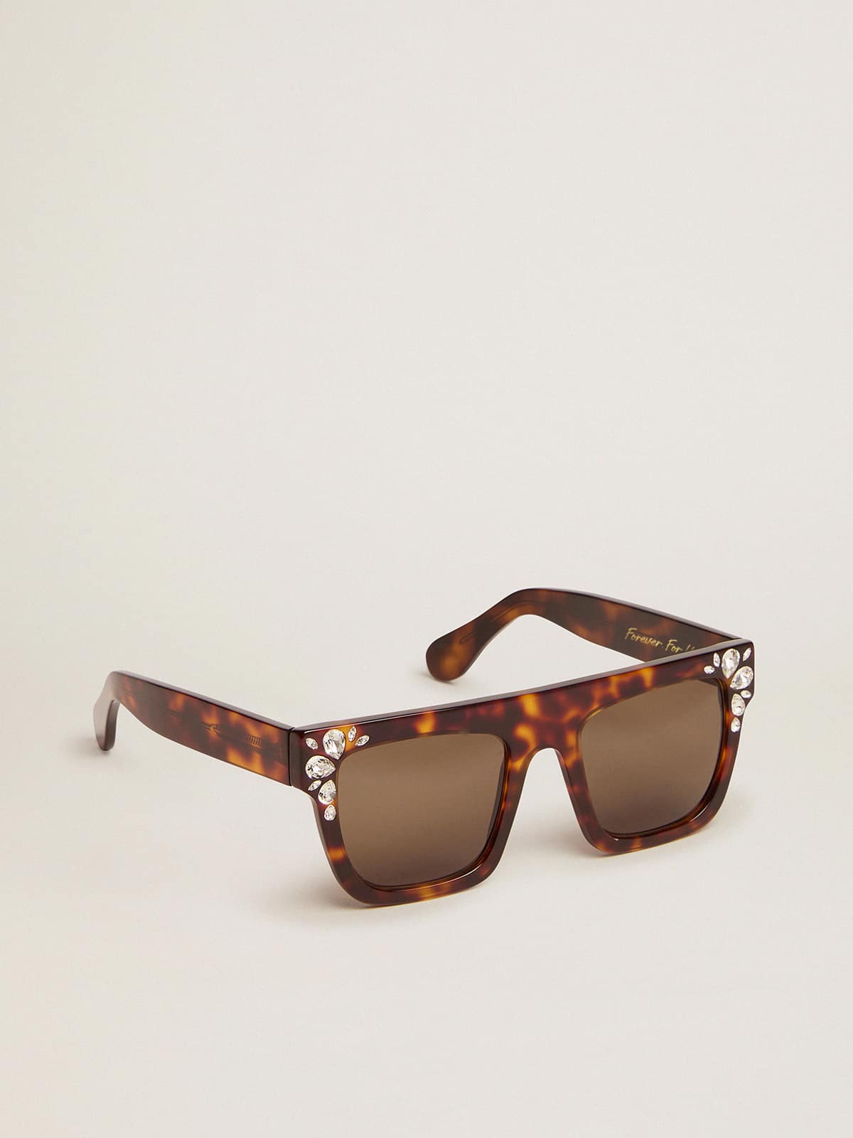 Golden Goose Square model sunglasses with havana frame and crystals