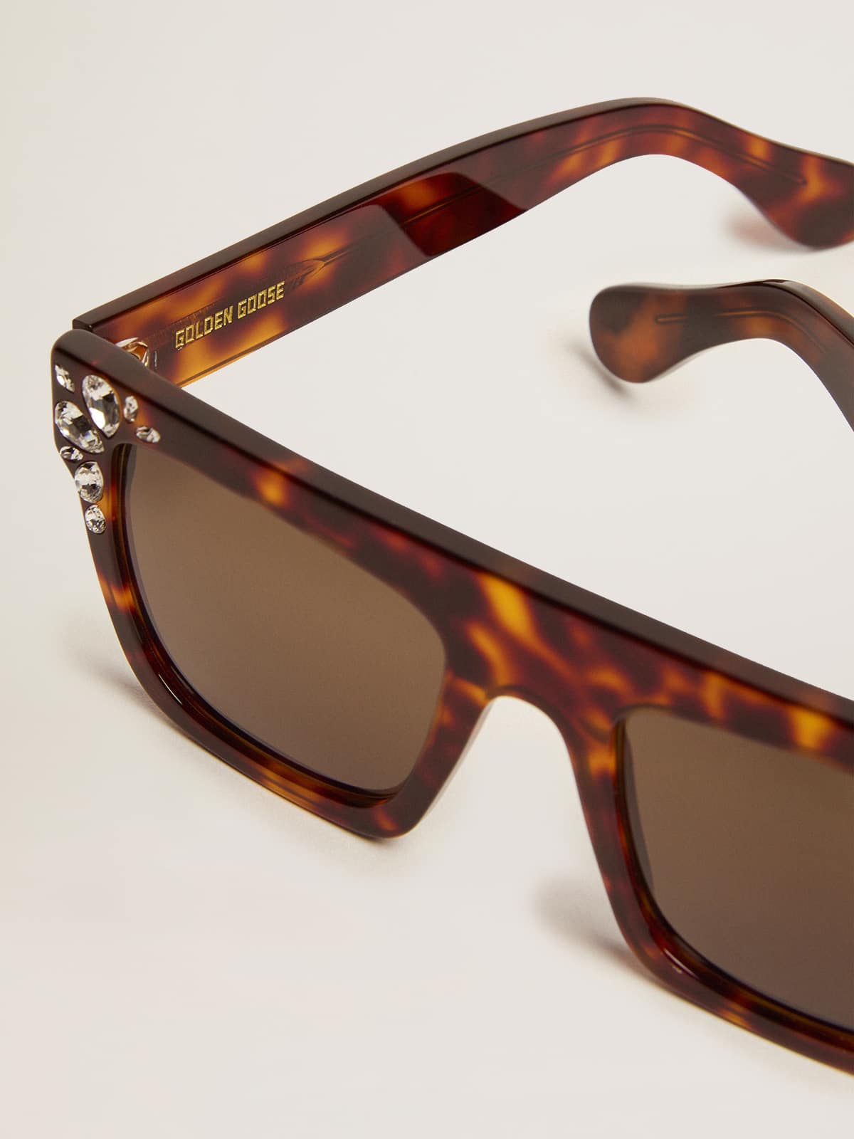 Golden Goose Square model sunglasses with havana frame and crystals