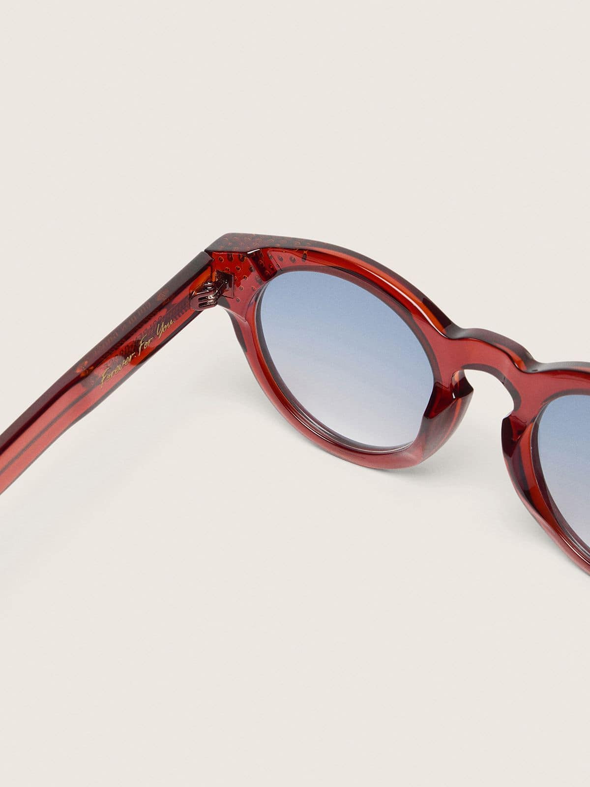 Golden Goose Cameron Panthos sunglasses with honey frame, precious stones and blue lenses