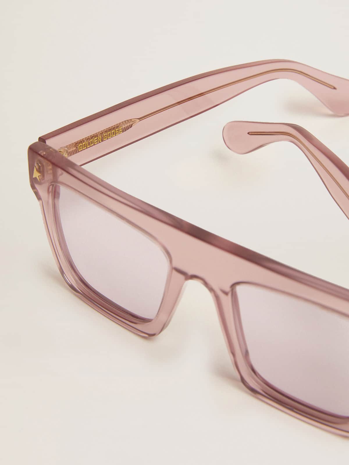 Golden Goose Square-style Sunframe Jamie with clear pink frame and pink lenses
