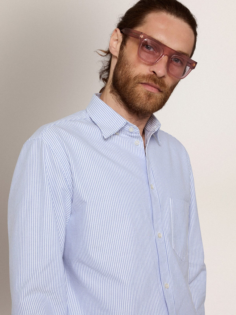 Golden Goose Square-style Sunframe Jamie with clear pink frame and pink lenses