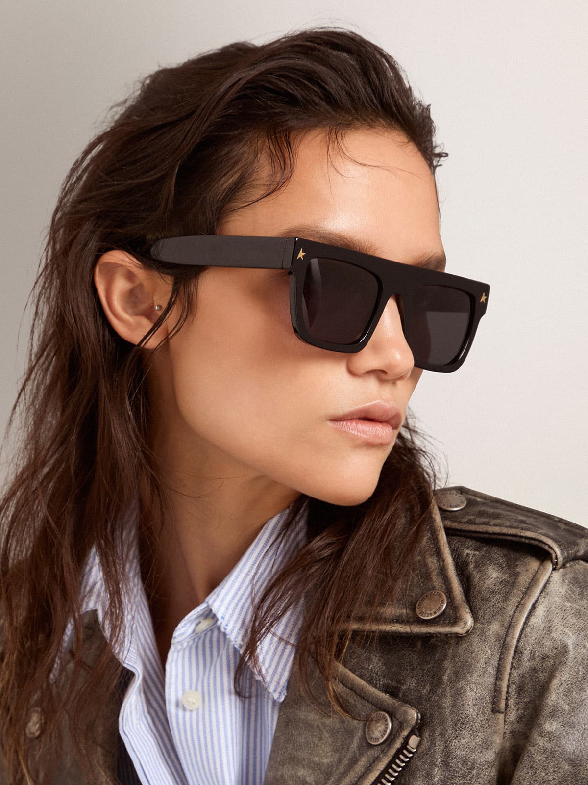 Golden Goose Square sunglasses with black frame and gold details