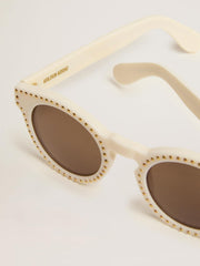 Golden Goose Sunglasses Panthos model with white frame and gold studs